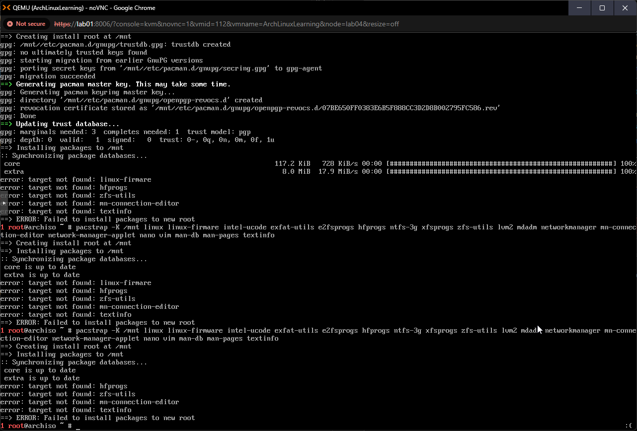 pacstrap output-result